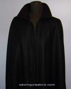 Black Wool Cape Medieval Cloak Bridal Halloween Vampire  