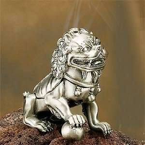 Chinese Lion Ball Pewter Incense Burner 