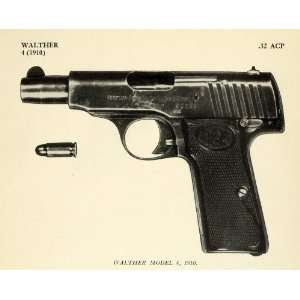  1948 Print 1910 .32 ACP Walther Model 4 Pistol Handgun 