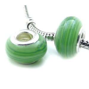  Gems(221) Silver Plated Double Core Glass Bead, Charm Bead will fit 