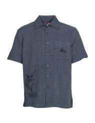 Quiksilver Waterman Deep Blue Sea Night Blue Button Up Polynosic Shirt