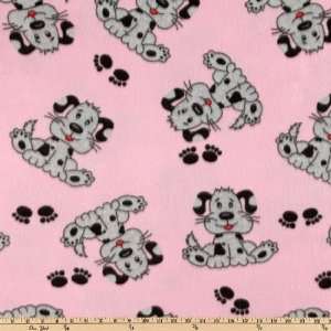 60 Wide Wonderama Fleece Puppies and Paws Pink Fabric By 
