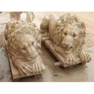  Metropolitan Galleries JBA095 Lying Lions Statue   Beige 