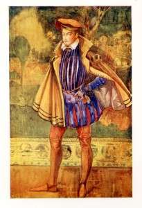 English Costumes Litho   MAN OF THE TIME OF ELIZABETH  