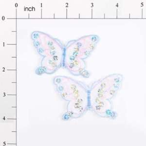  Iron On Butterfly Sequin Applique Pack of 2