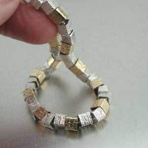   Israel Handmade Art Silver 14K GF Meta Work Bracelet (I b128