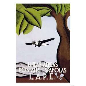 LAPE, Spanish Postal Airlines Giclee Poster Print, 18x24  