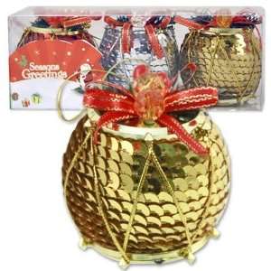  Drum Ornament With Sequence 3 Pieces Case Pack 48