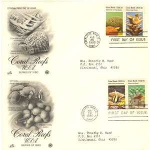  USA Two First Day Covers Coral Reefs Issued 1980 