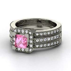 Va Voom Ring, Princess Pink Sapphire Platinum Ring with 