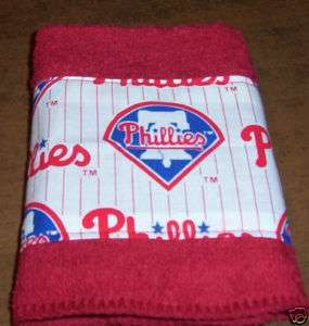 WASHCLOTH WASH TOWELS PHILLIES HANDMADE BASEBALL RARE  