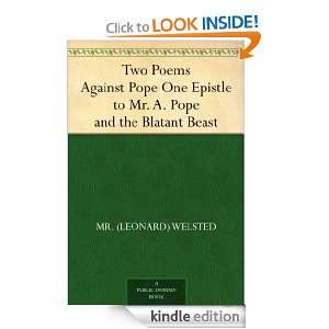 Two Poems Against Pope One Epistle to Mr. A. Pope and the Blatant 