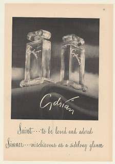 1947 Adrian Saint and Sinner Perfume Bottles Print Ad  