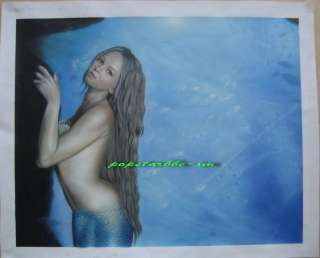 beautiful paintingsexy mermaid staring at you in sea  