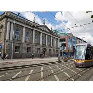 Modern Luas Tram in Front of Iveagh House 1730, Dublin, Ireland 
