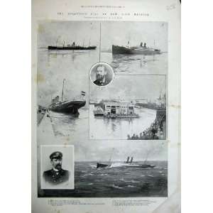   1900 New York Harbour Fire America Main Ship Engelbart