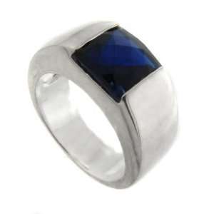  Sterling Silver Simulated Sapphire Ring Size #7 Jewelry