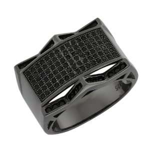  1.00 Ct Mens Sterling Silver Ring With Black CZ Jewelry