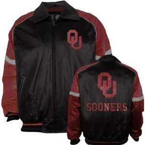  Oklahoma Sooners Varsity Faux Leather Jacket Sports 