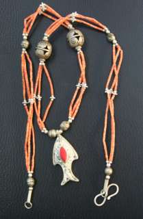 AFGHAN TRADITIONAL ALPACA AND CORAL STONE NECKLACE ATS  