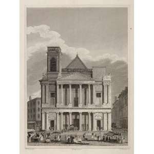  1831 St. Eustache Church Paris West Front Engraving 