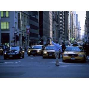 Main Hailing Taxi in Downtown Manhattan, New York, New York State, USA 