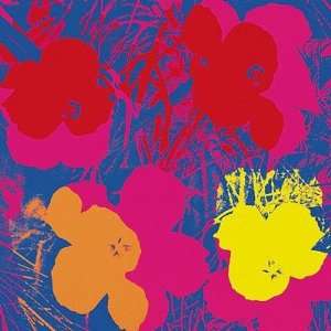  Flowers, 1970 (red, yellow, orange on blue) by Andy Warhol 