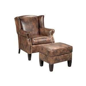  Lawrence Designer Style Wingback Leather Accent Chair 
