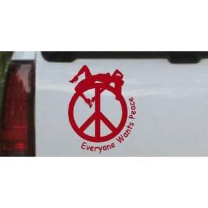 Everyone Wants Peace Funny Car Window Wall Laptop Decal Sticker    Red 