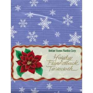 Vinyl Tablecloth with Flannel Back 52 X 52 Square Holiday Snowflakes 