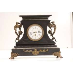   European Antique Style Marble & Bronze Mantel Clock
