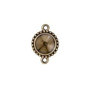  Antique Brass (plated) Beaded Round Frame Link 25x17mm Findings 