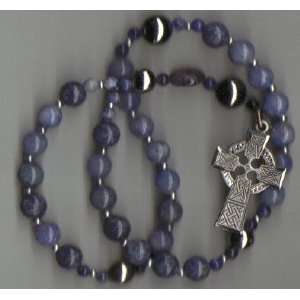  Anglican Prayer Beads of Blue Aventurine, Celtic Cross 