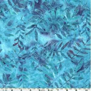  45 Wide Rayon Batik Fronds Turquoise Fabric By The Yard 