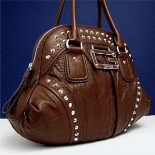 Guess Choclate Brown Vive Rock Dome Handbag Purse Bag 758193200188 