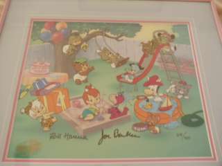   BARBERA FLINSTONES PARTY FOR PEBBLES  LIMITED EDITION CELL SIGNED