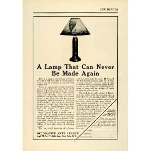  1922 Ad Lamp Decorative Arts League New York Victory World 