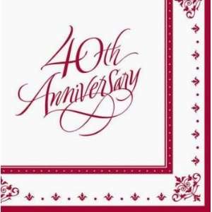  Ruby 40th Anniversary Message Lunch Napkins 36ct Toys 