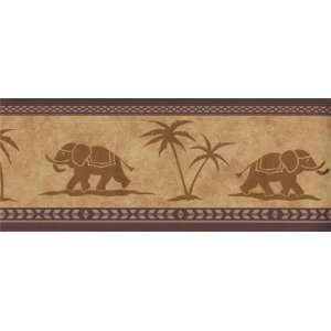  Wallpaper Border Gold Elephant with Palm Tree Kitchen 