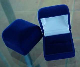   ROYAL BLUE Velveteen ENGAGEMENT WEDDING RING Domed Gift Box  
