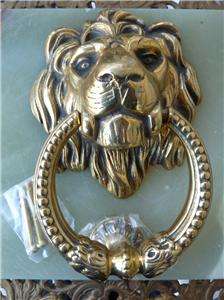 Large Solid Brass LION HEAD Door Knocker #1 / ESTATE / NEVER USED 