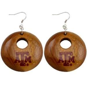  NCAA Dayna U Texas A&M Aggies Round Wooden Earrings 