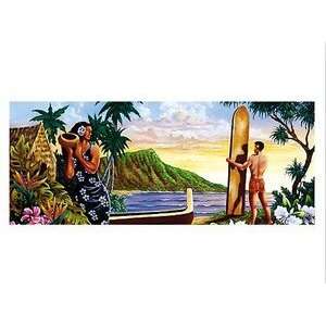  Hawaiian Poster Surf in Paradise 9 x 12 in.