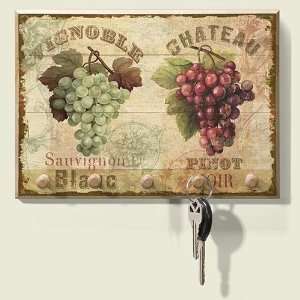  French Chateau Grapes5 peg Natural Wood Leash Key Holder 