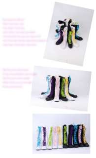 Punk Womens girls fashion knee high canvas boots shoes Sneakers + Gift 