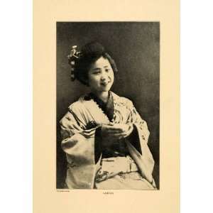 1903 Print Geisha Portrait Young Girl Entertainer Japanese Geiko Geigi 