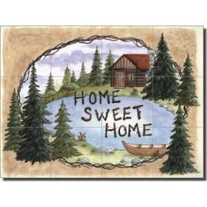 Down by the Lake by Donna Jensen   Lodge Art Ceramic Tile Mural 12.75 