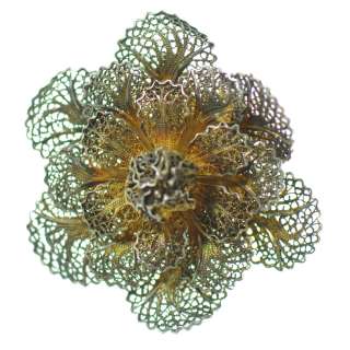 Vintage Sterling Silver   Filigree Flower   Brooch   (9526)  