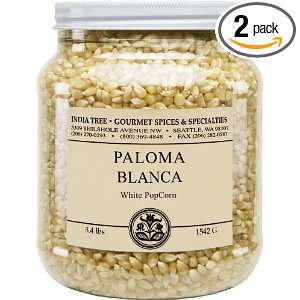 India Tree Paloma Blanca (White) PopCorn, 3.4 Pound Jars (Pack of 2)