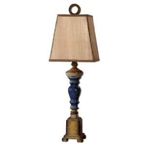 Uttermost 35 Inch Vercelli Lamp Distressed Blue Glaze Over Textured 